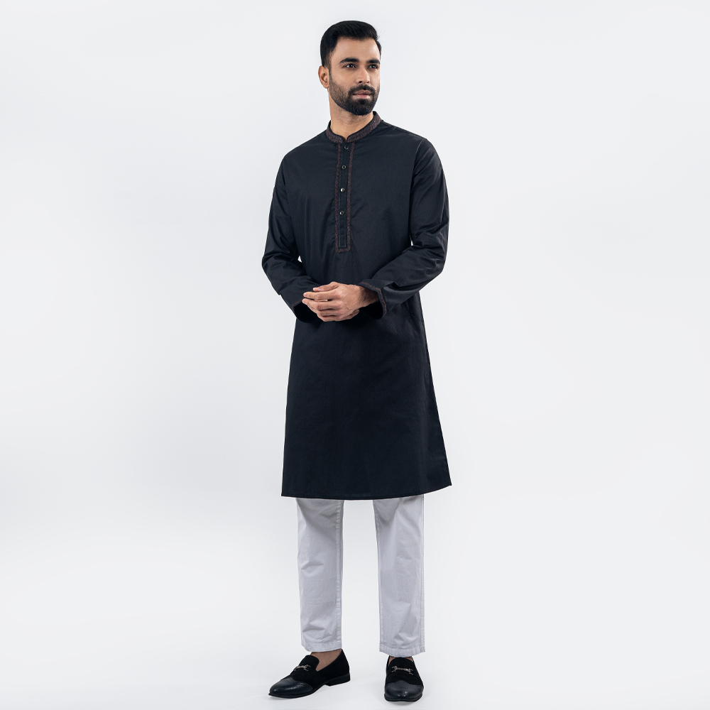 Lubnan Men’s Regular Fit Black Color Panjabi - LubnanBD