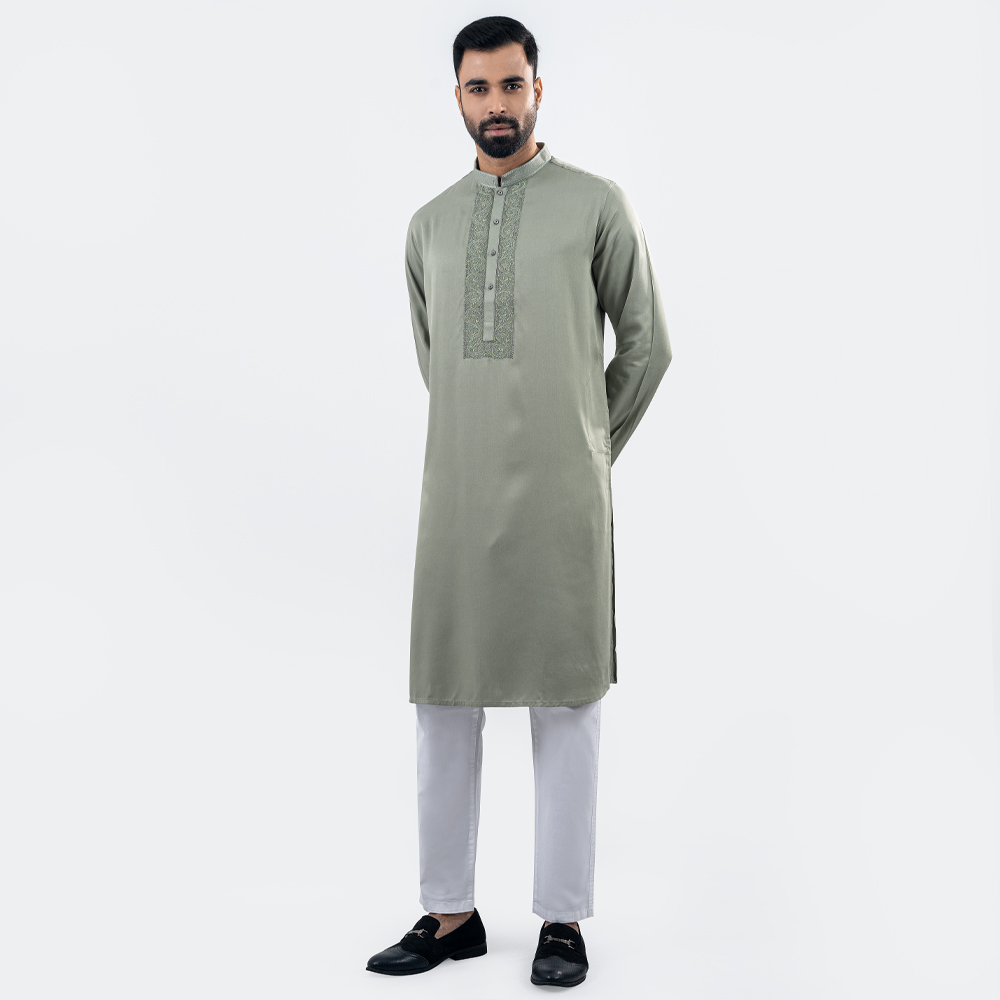 Lubnan Men’s Regular Fit Grey Color Panjabi - LubnanBD