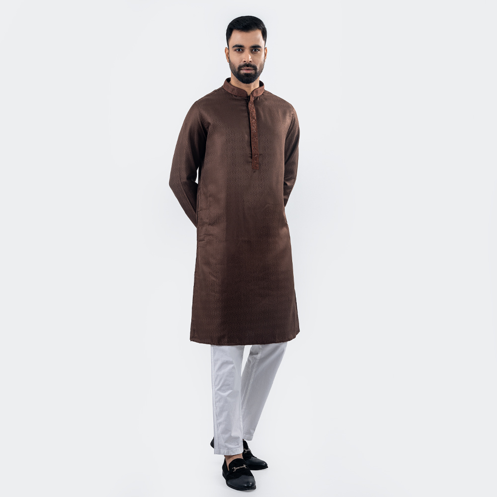 Lubnan Men’s Regular Fit Coffee Color Panjabi - LubnanBD