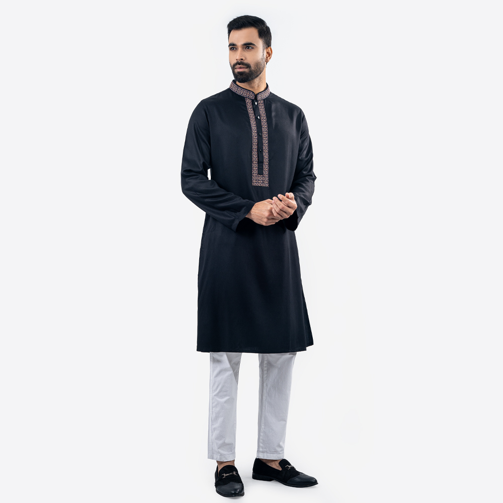 Lubnan Men’s Regular Fit Black Color Panjabi - LubnanBD
