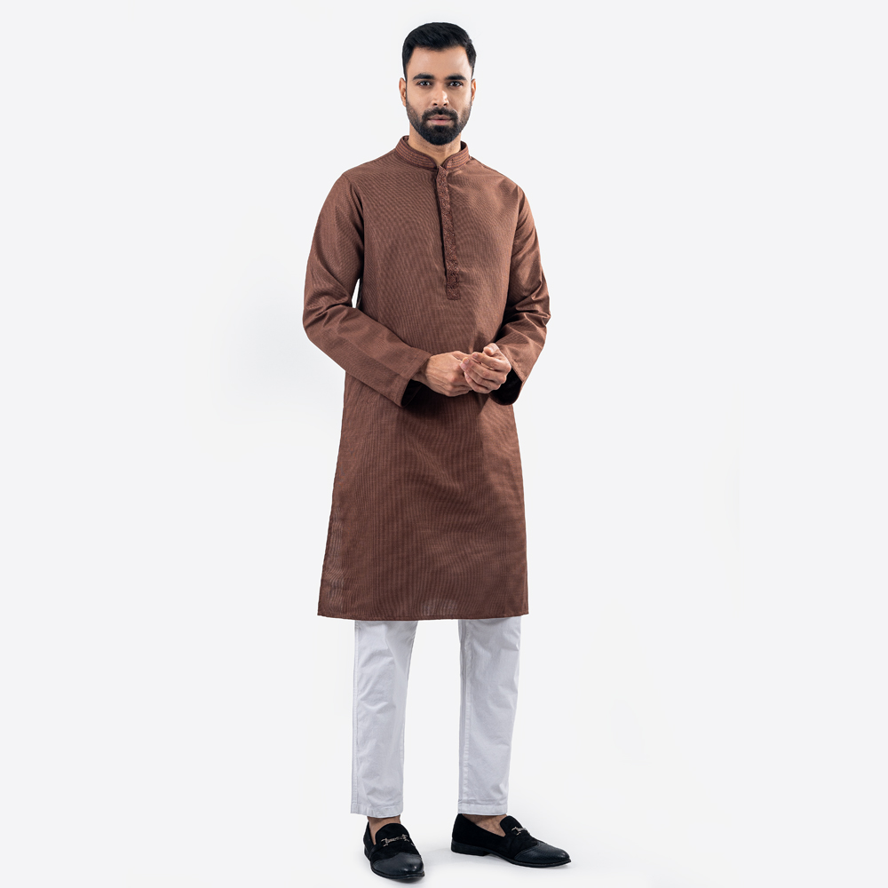 Lubnan Men’s Regular Fit Coffee Color Panjabi - LubnanBD