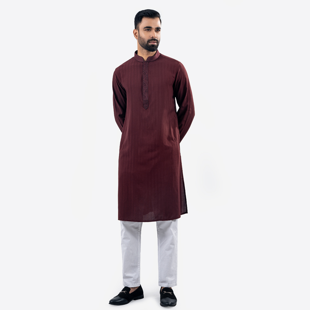 Lubnan Men’s Regular Fit Coffee Color Panjabi - LubnanBD