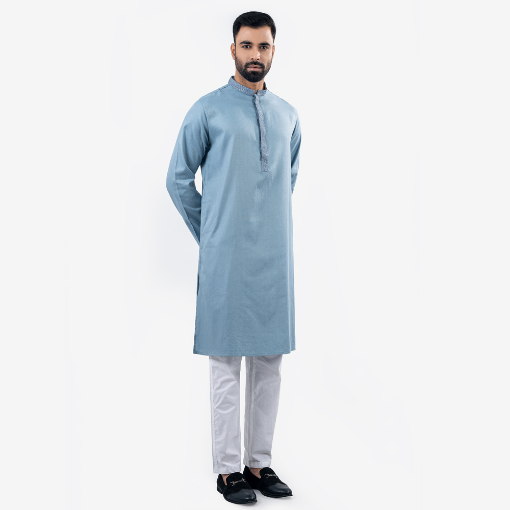 Lubnan Men’s Regular Fit Lite Grey Color Panjabi - LubnanBD
