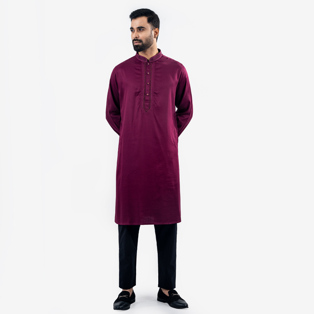 Lubnan Men’s Regular Fit Dark Purple Color Panjabi - LubnanBD