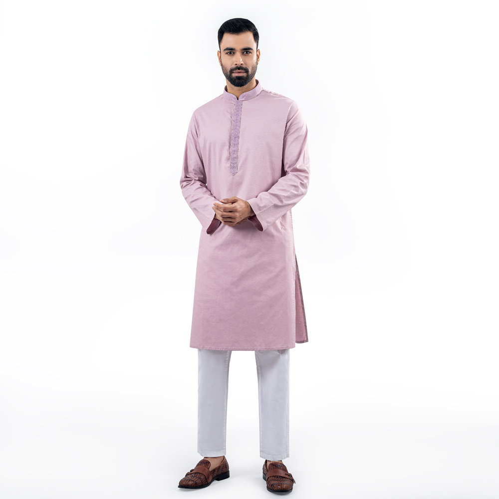 Lubnan Men’s Regular Fit Lite Pink Color Panjabi - LubnanBD