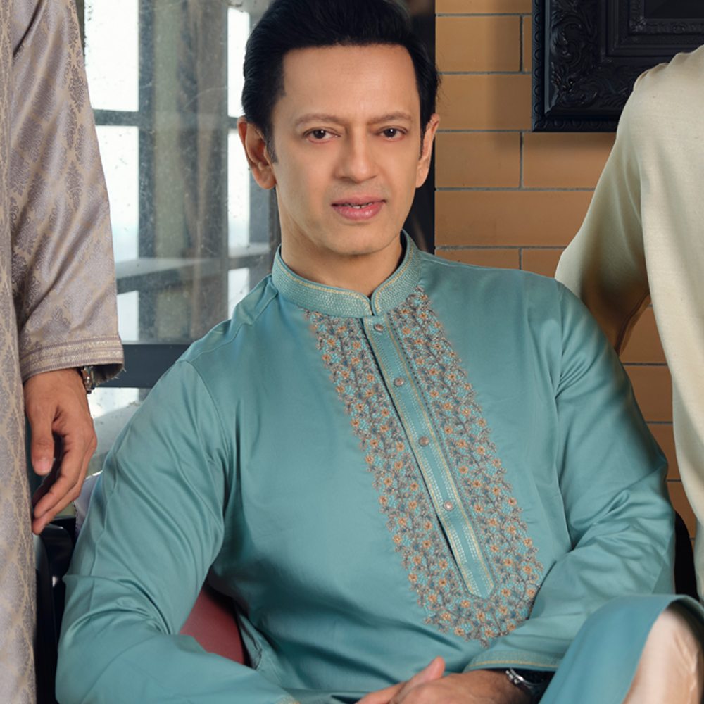 Lubnan Men’s Regular Fit Green Color Premium Panjabi - LubnanBD