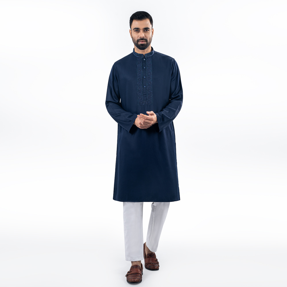 Lubnan Men’s Regular Fit Dark Blue Panjabi - LubnanBD