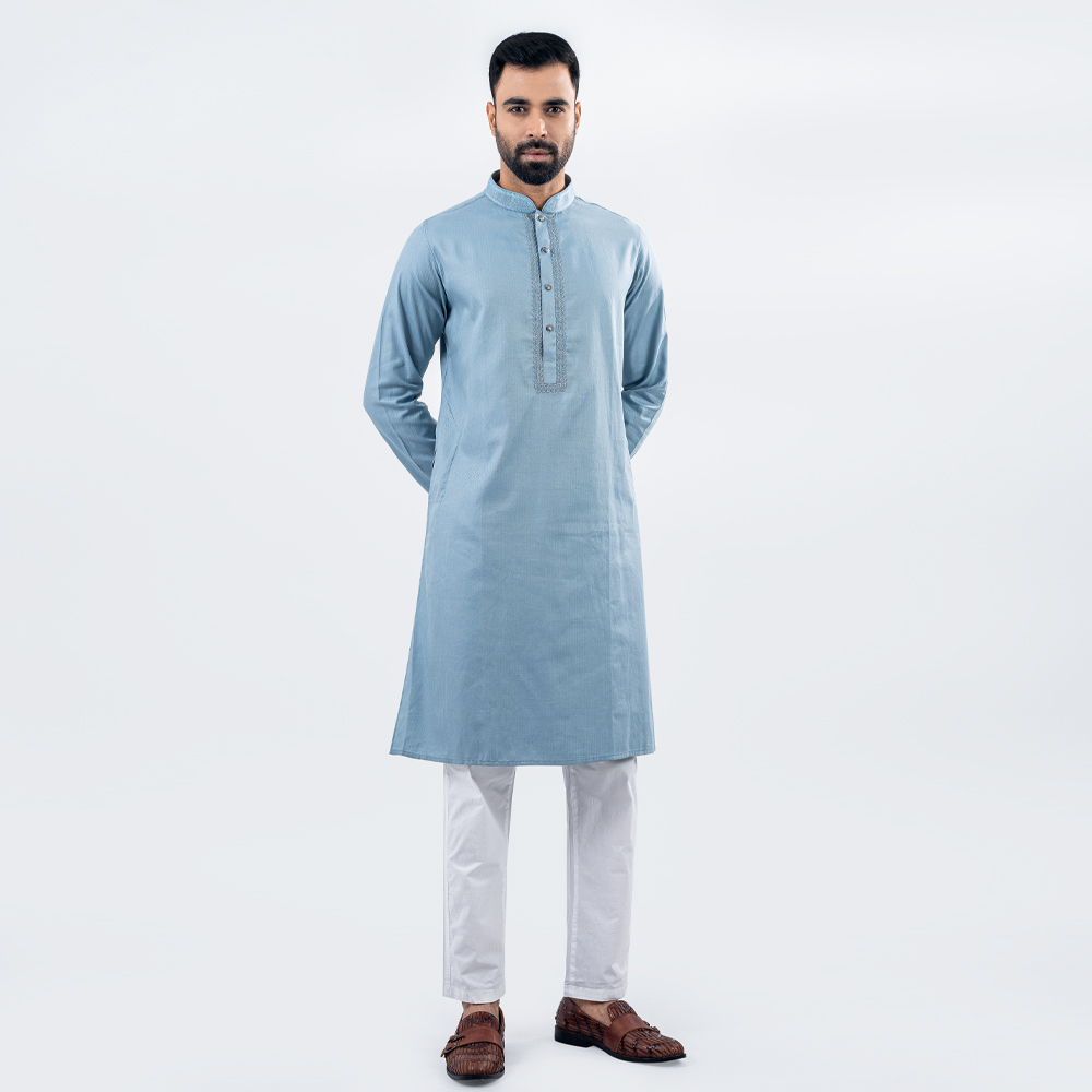 Lubnan Men’s Regular Fit Lite Teal Color Panjabi - LubnanBD