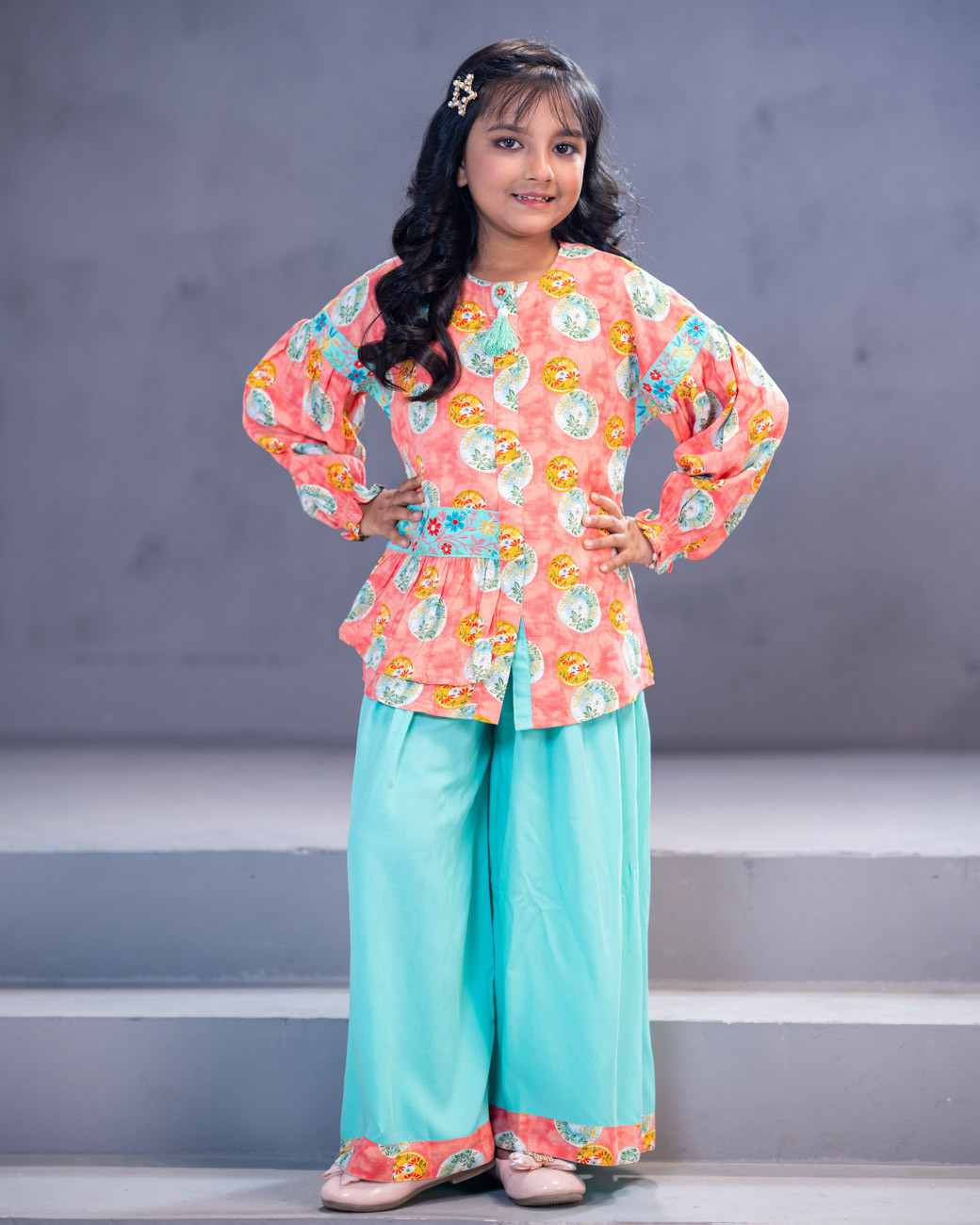 GIRLS WOVEN TOP WITH BOTTOM