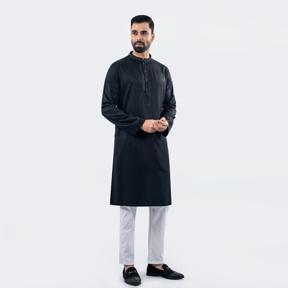 Lubnan Men’s Regular Fit Black Color Panjabi - LubnanBD