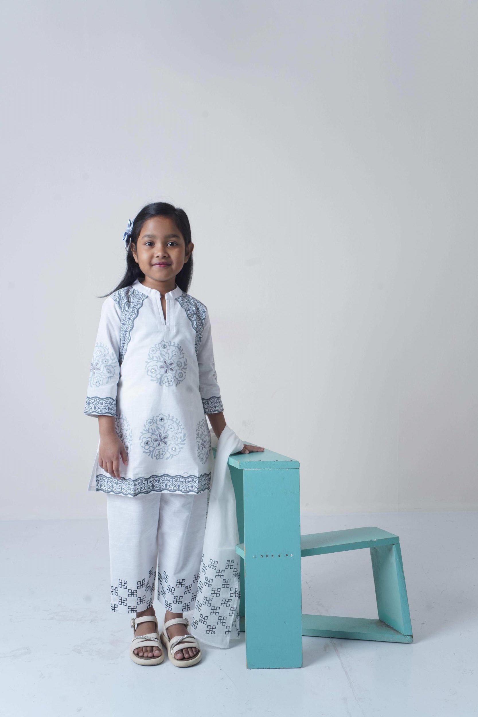 Buy Eid Special White Color Embroidered Baby Salwar Kameez