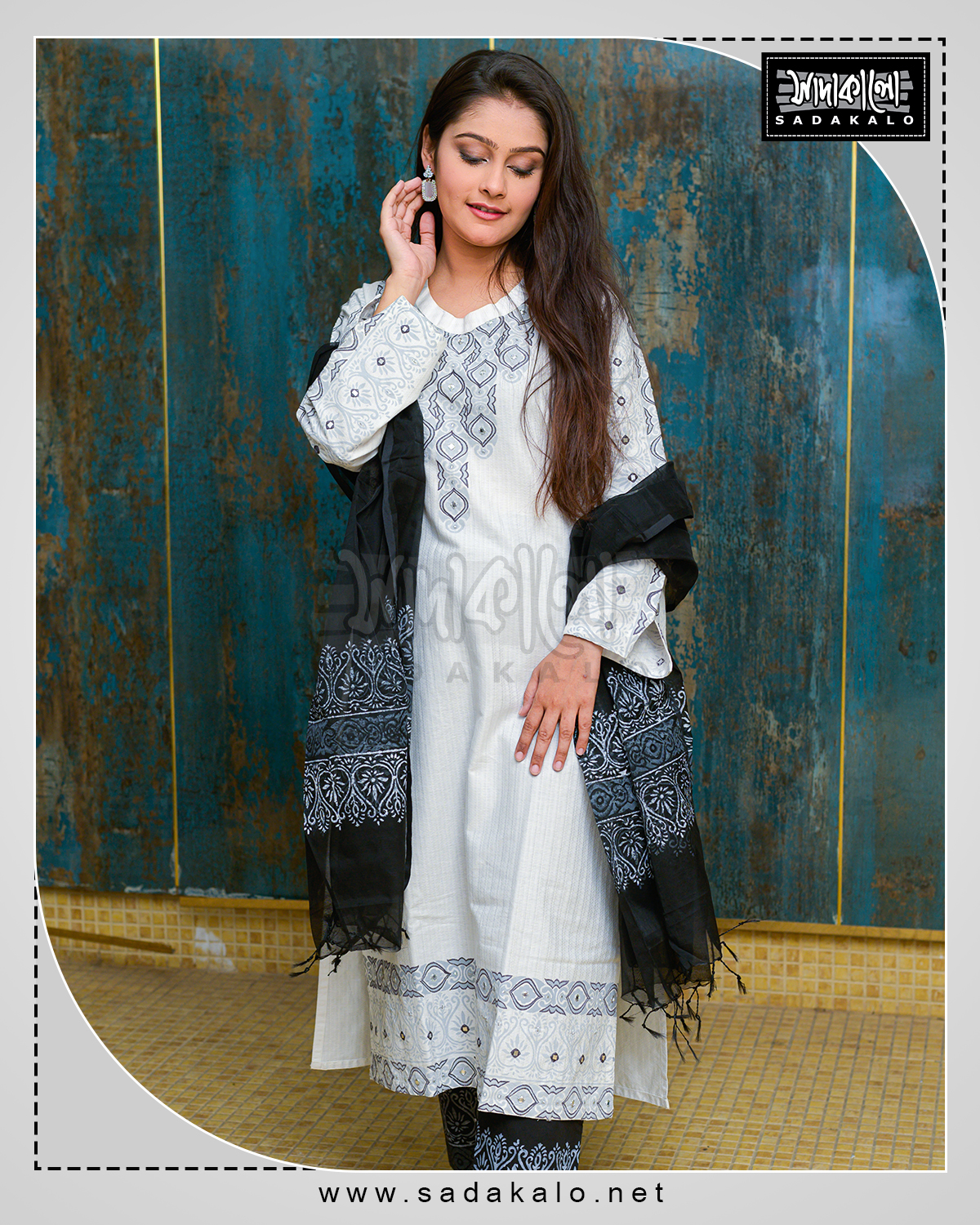 Buy Eid Special White Color Embroidered Cotton Kameez Set