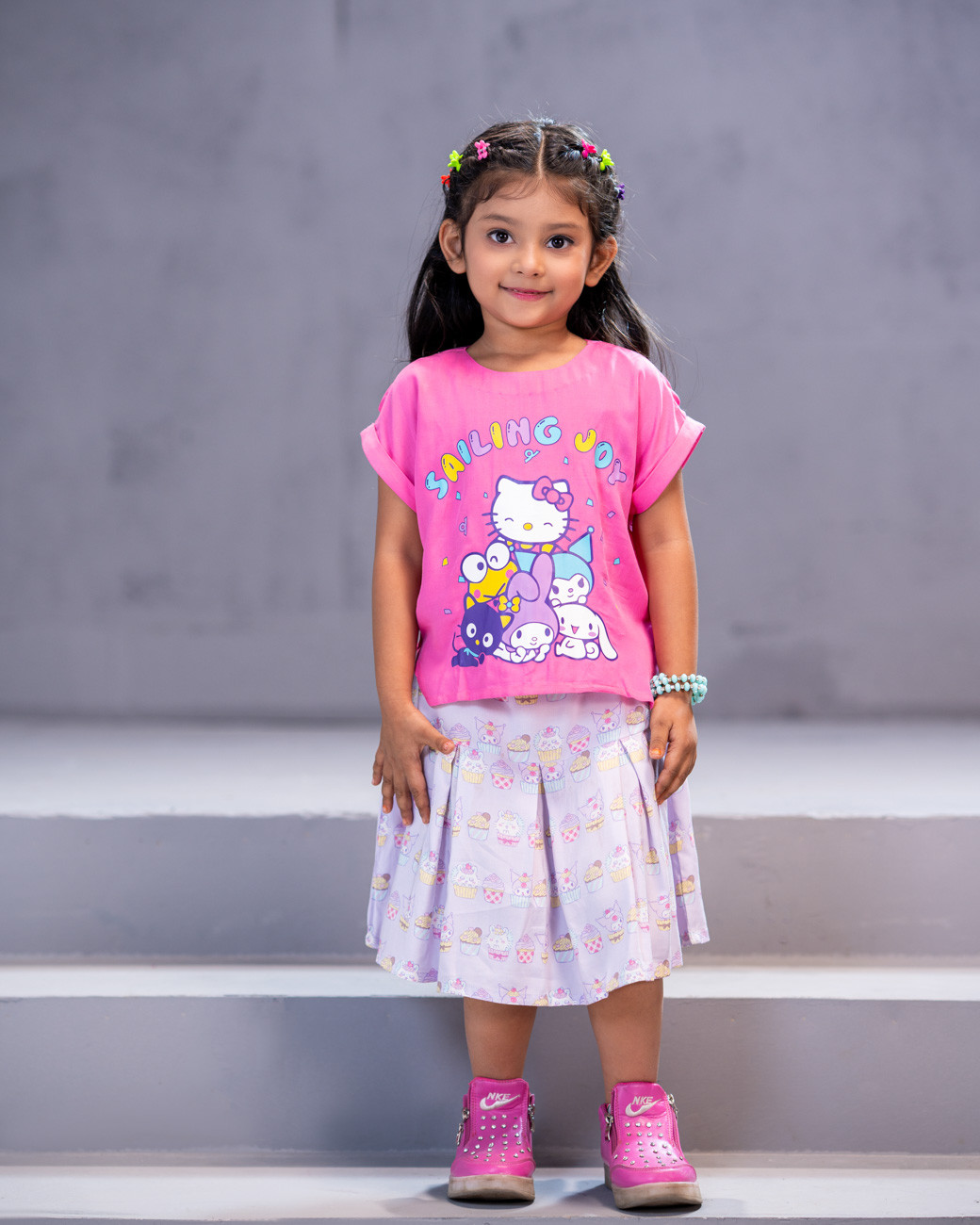 GIRLS WOVEN TOP WITH SKIRT