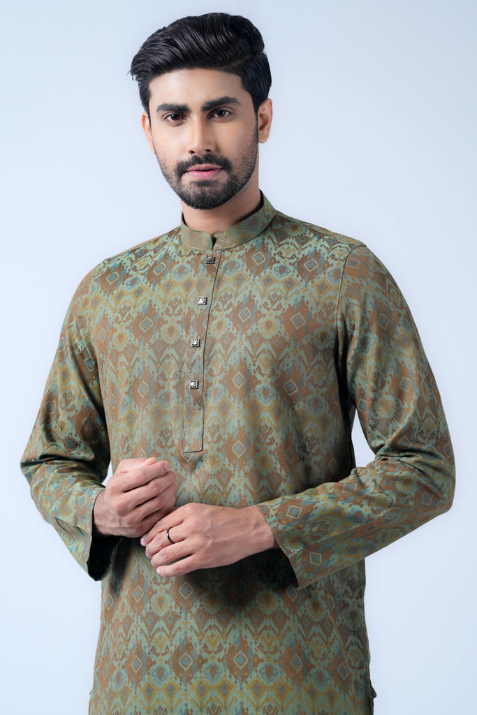 Regular Fit Cotton Semi-Formal Panjabi