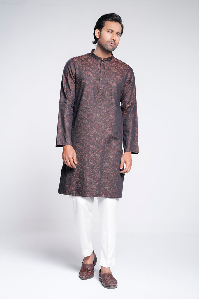 Slim Fit Semi-Formal Jacquard Panjabi