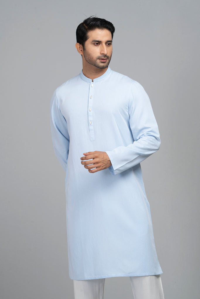 Semi-Formal Embroidered Blended Dobby Panjabi