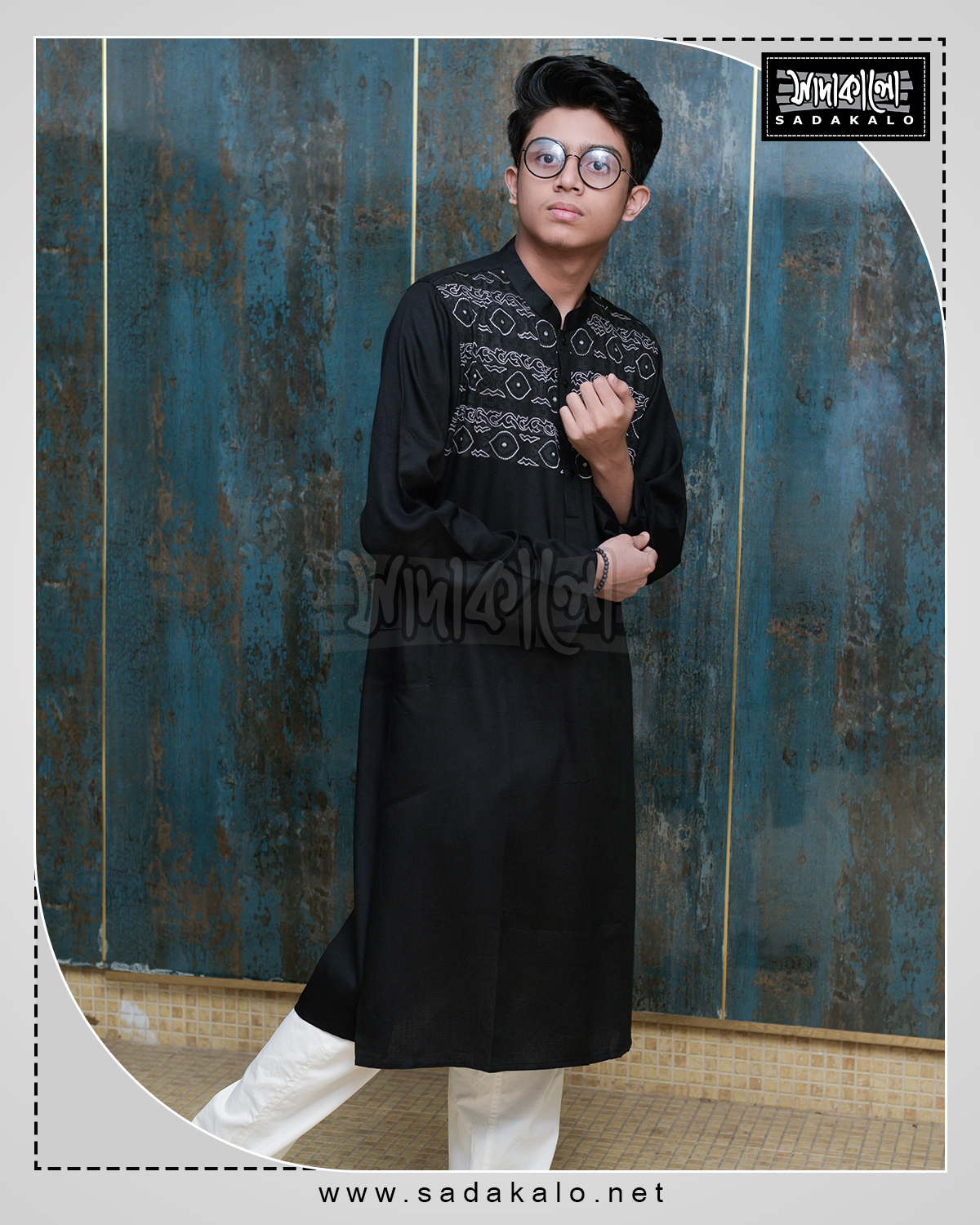 New Exclusive Fashionable Block Print & Embroidered Cotton Panjabi