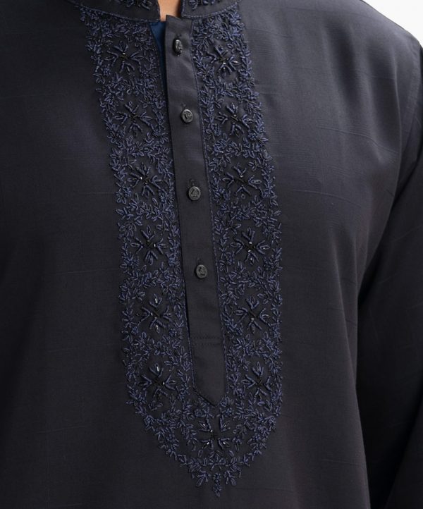 Black Jacquard Premium Fitted Panjabi