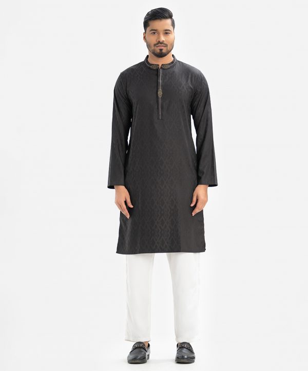 Brown Jacquard Semi Fitted Panjabi