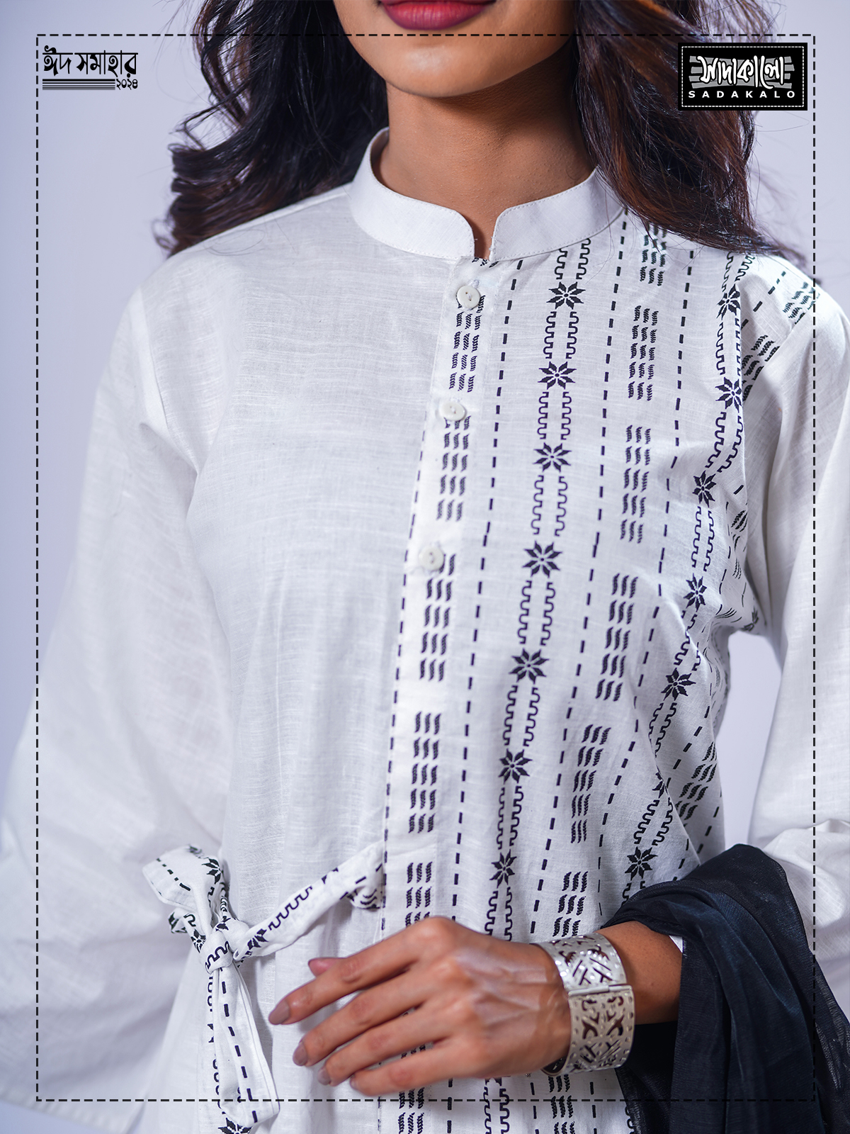 Buy Eid Special Cotton Fabric White Color Salwar Kameez Set
