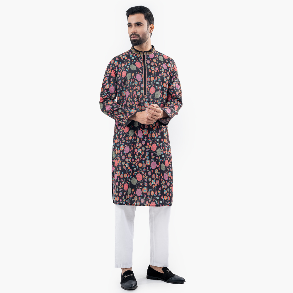 Lubnan Men’s Regular Fit Black Color Premium Panjabi - LubnanBD