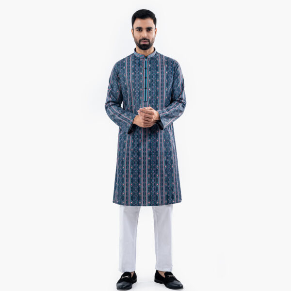 Lubnan Men’s Regular Fit Black & Pink Contrasted Panjabi - LubnanBD