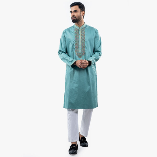 Lubnan Men’s Regular Fit Green Color Premium Panjabi - LubnanBD