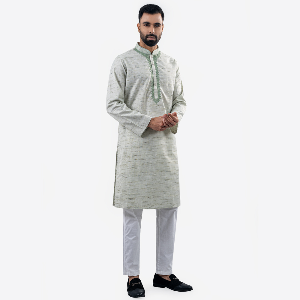 Lubnan Men’s Regular Fit Lite Lemon Color Panjabi - LubnanBD