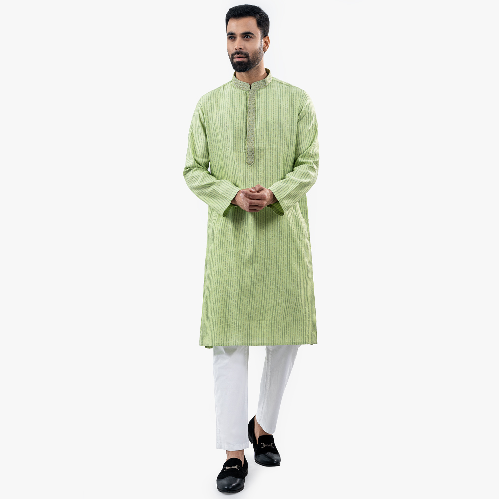 Lubnan Men’s Regular Fit Olive Color Panjabi - LubnanBD