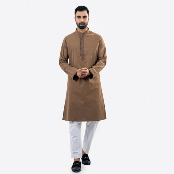Lubnan Men’s Regular Fit Premium Dark Brown Color Panjabi - LubnanBD