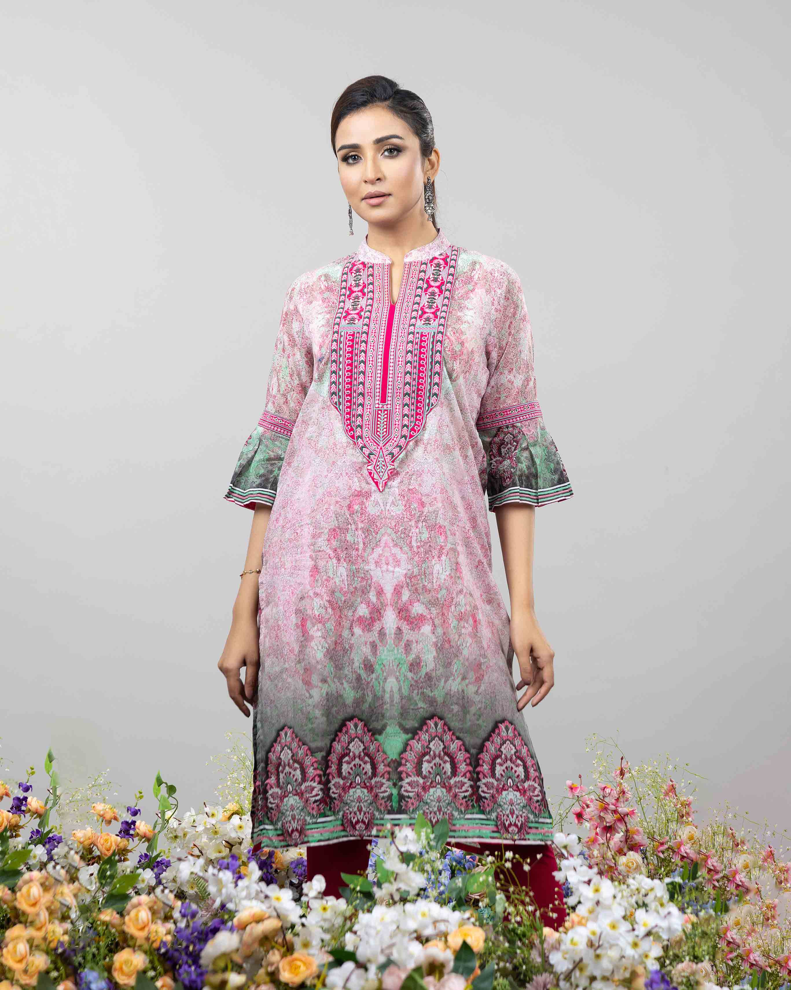 WOMENS WOVEN LONG KURTI