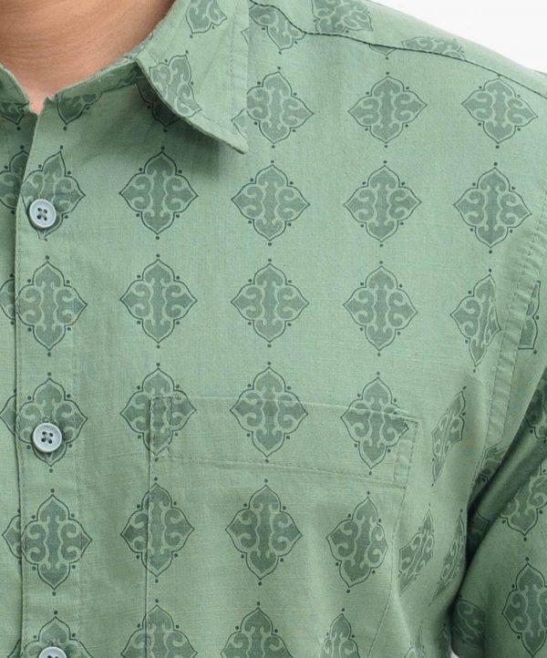 Olive Cotton Short Sleeve Comfort Shirt