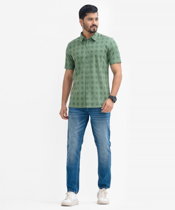 Olive Cotton Short Sleeve Comfort Shirt
