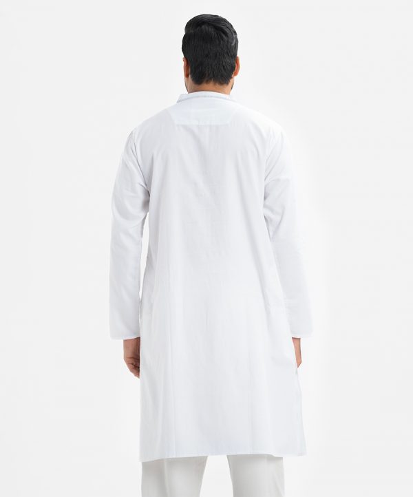 White Cotton Semi Fitted Panjabi